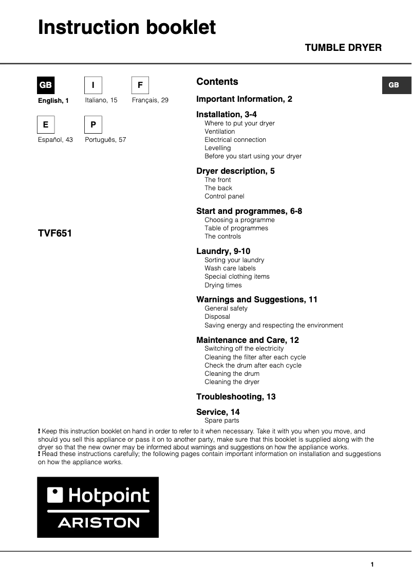 Image de la première page du manuel de l'appareil TVF651