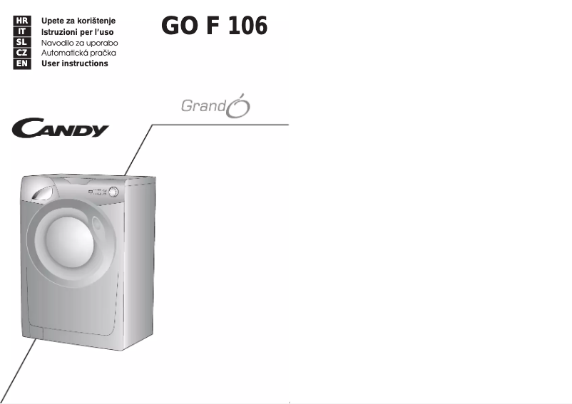 Page 1 de la notice Manuel utilisateur Candy GO F106/L-S
