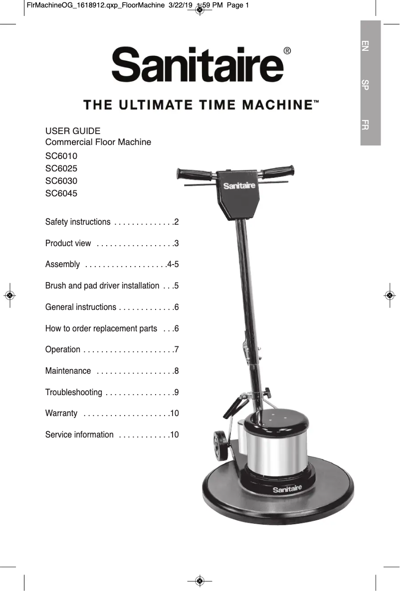 Page 1 de la notice Manuel utilisateur Sanitaire SC6025D