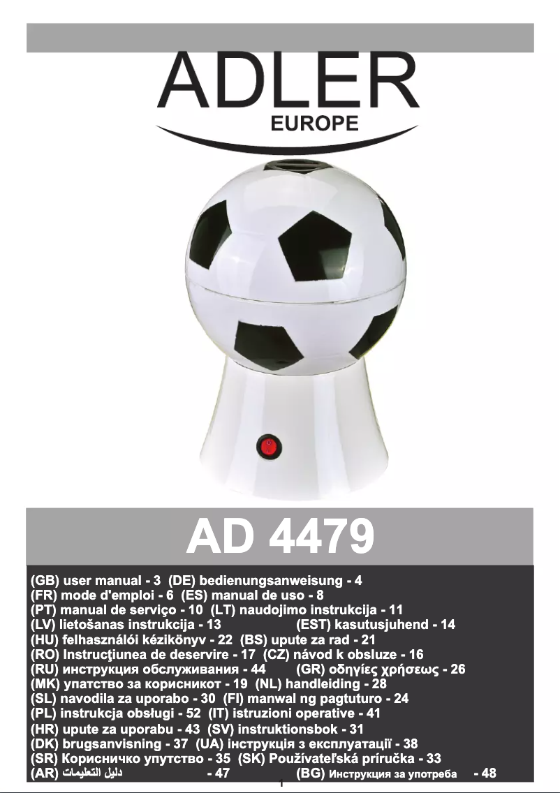 Page 1 de la notice Manuel utilisateur Adler AD 4479