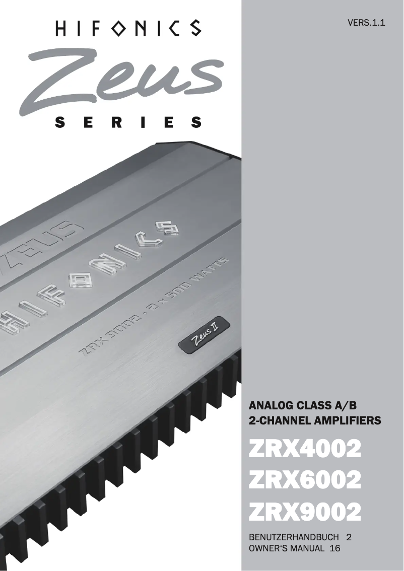 Image de la première page du manuel de l'appareil Zeus ZRX6002