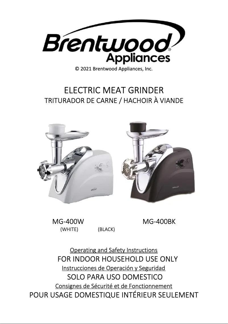 Page n°1 - Manuel utilisateur Brentwood MG-400W