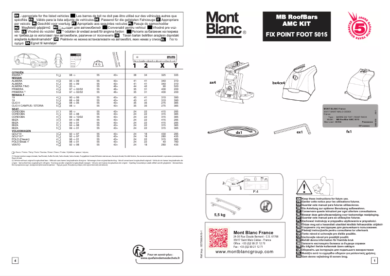 Page 1 de la notice Manuel utilisateur Mont Blanc AMC 5015