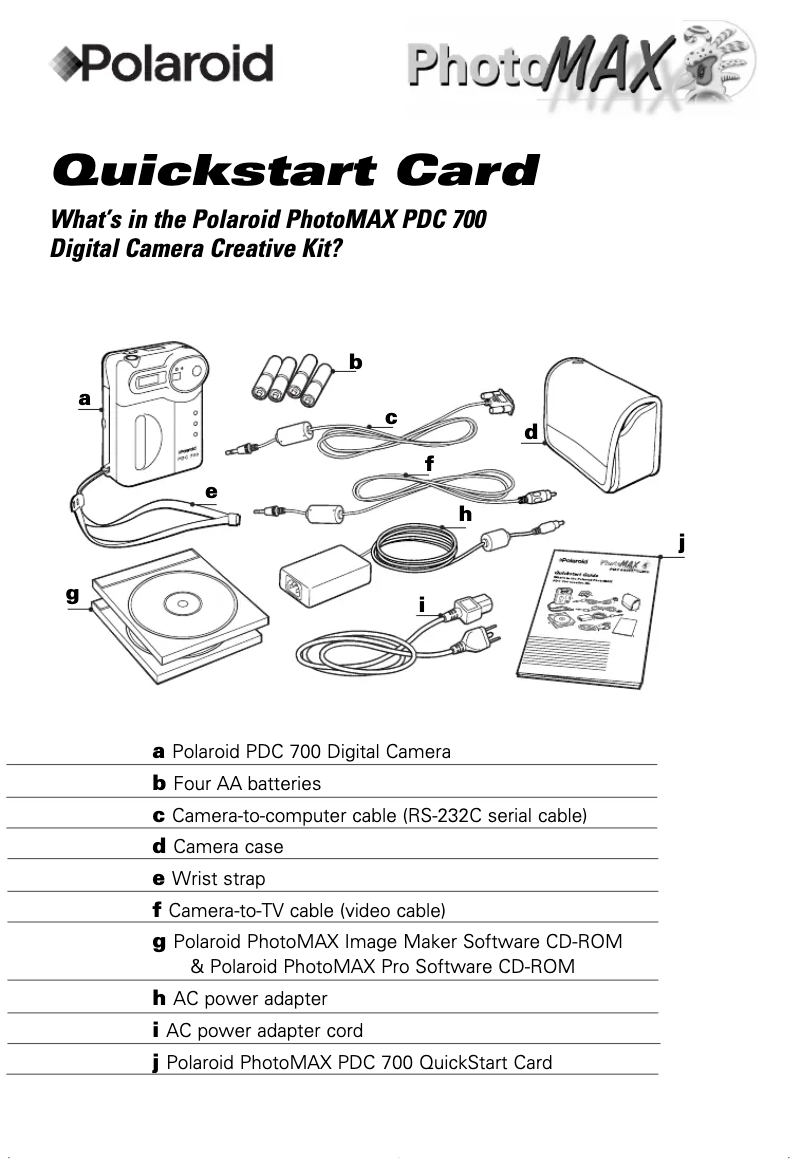Page 1 de la notice Manuel utilisateur Polaroid PhotoMax PDC 700