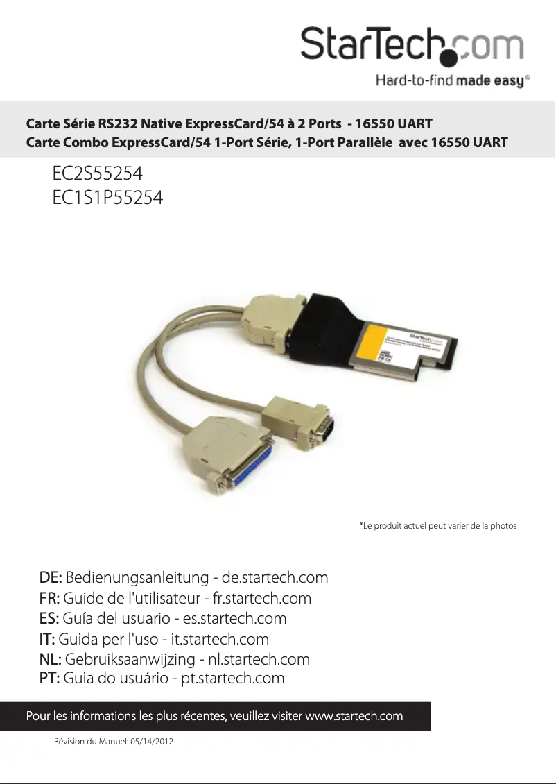 Page 1 de la notice Manuel utilisateur StarTech.com EC1S1P55254