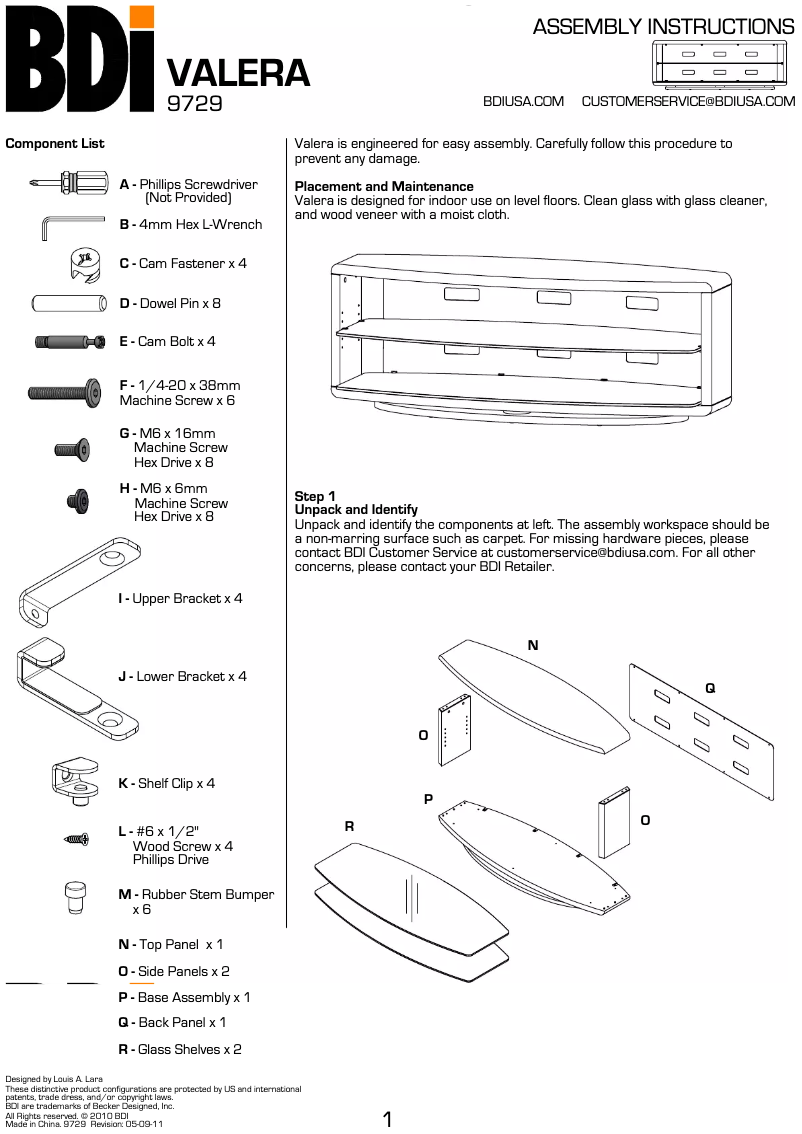 Page 1 of the manual User Manual BDI Valera 9729ES