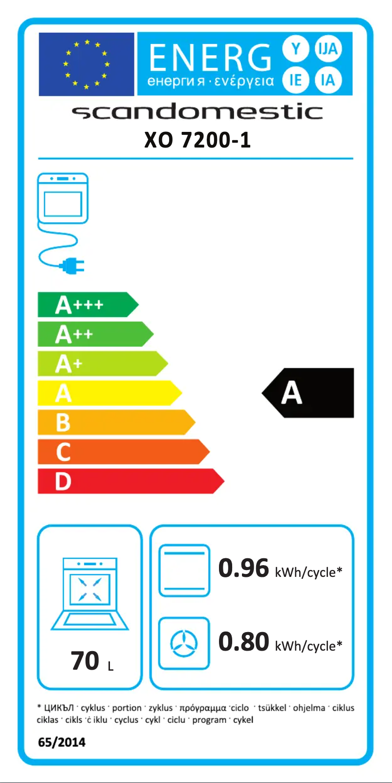 Page 1 de la notice Label énergétique Scandomestic XO 7200-1