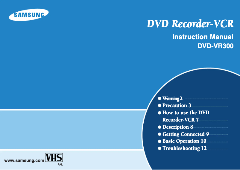 Page 1 de la notice Manuel utilisateur Samsung DVD-VR300