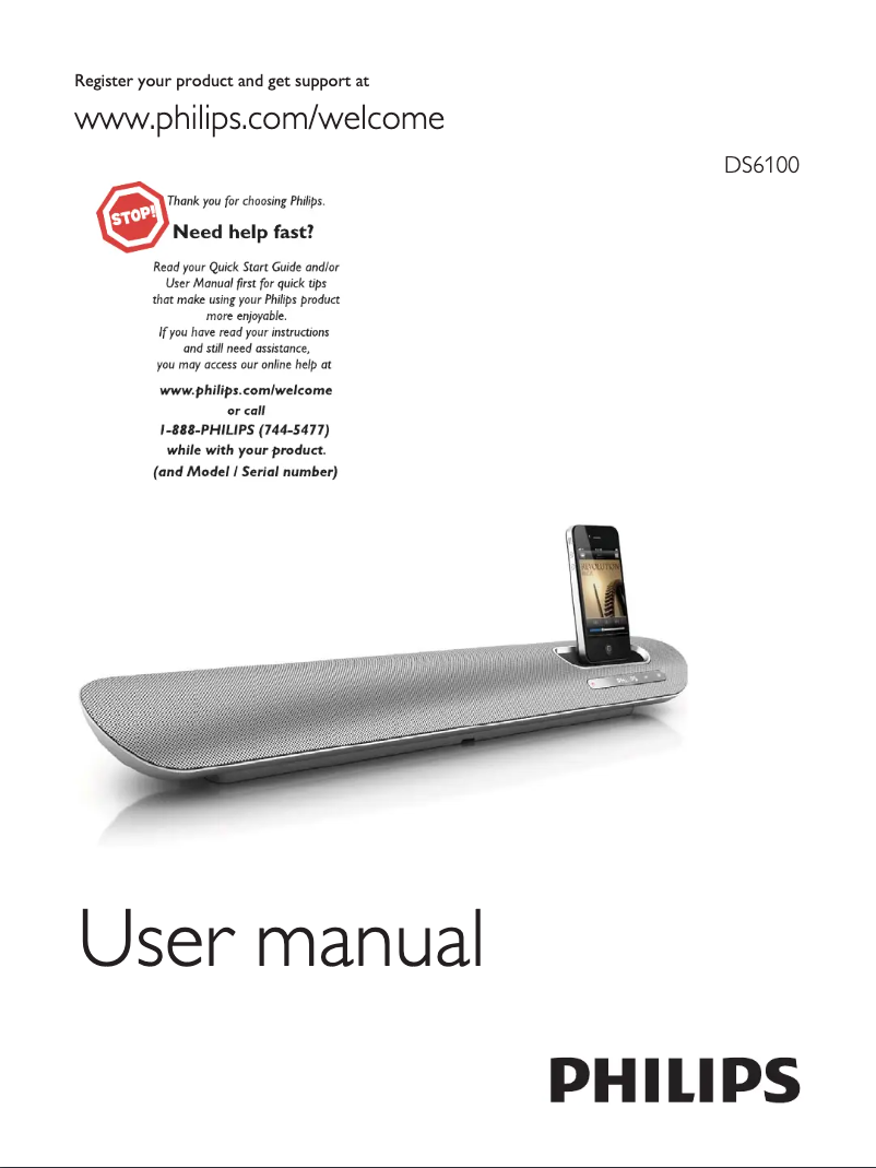 Page n°1 - Manuel utilisateur Philips DS6100