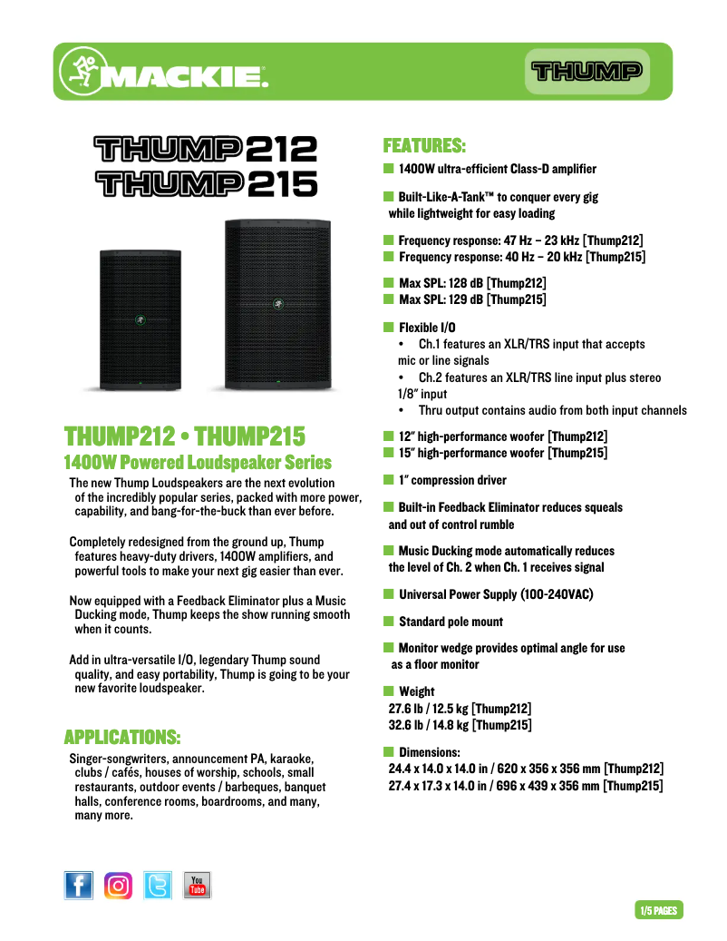 Image de la première page du manuel de l'appareil Thump 215