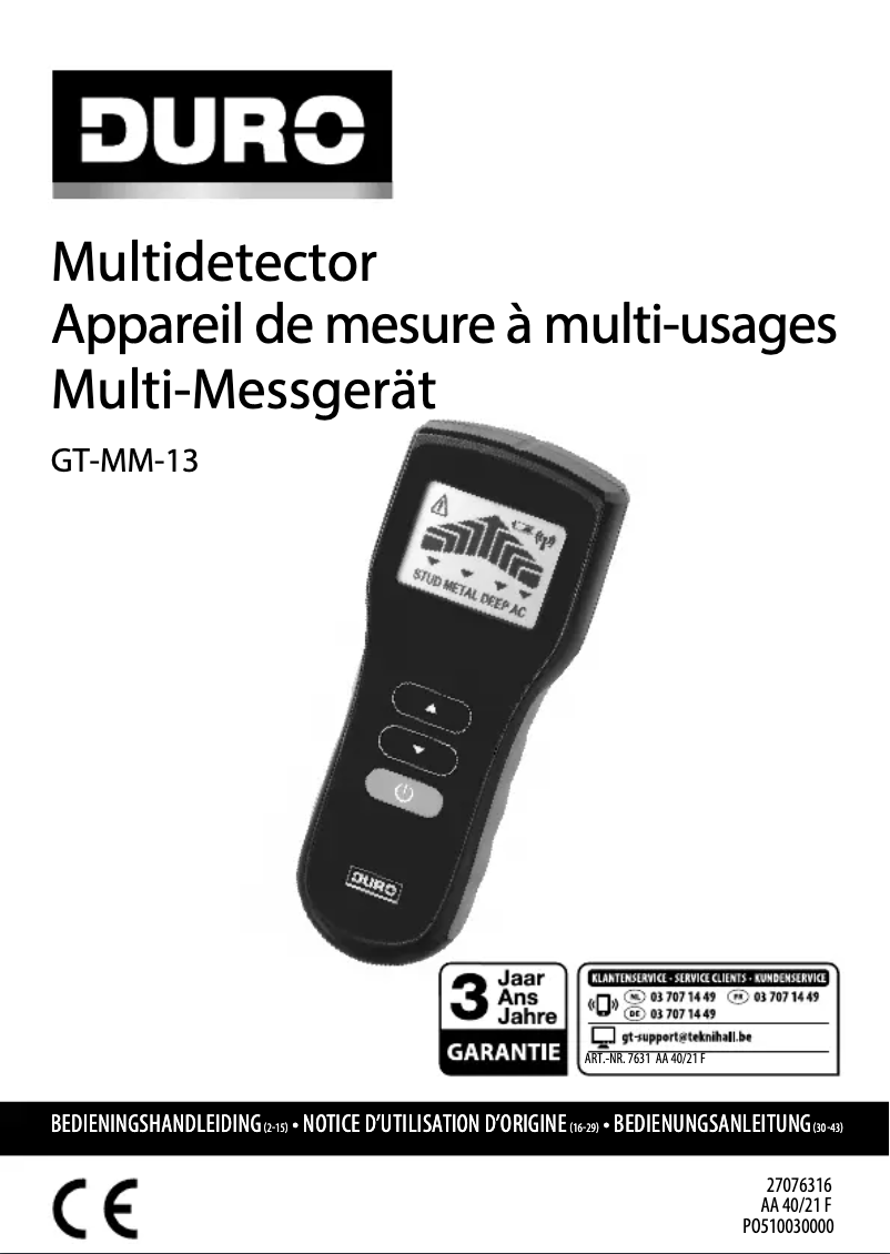 Página 1 del manual Manual de usuario DURO GT-MM-13