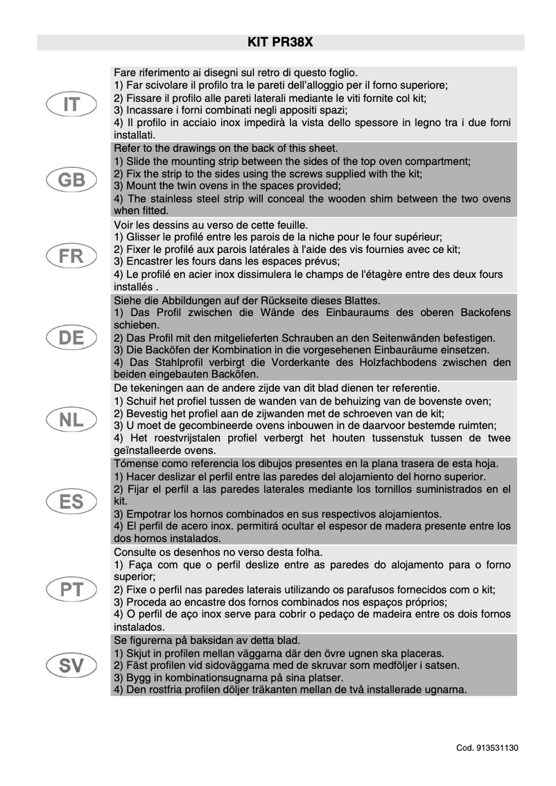 Page n°1 - Manuel utilisateur Smeg PR3845X