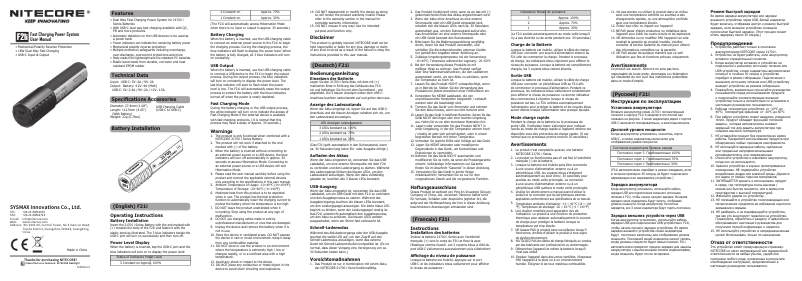 Página 1 del manual Manual de usuario Nitecore F21i