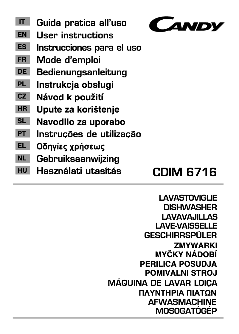 Page 1 de la notice Manuel utilisateur Candy CDIM 6716