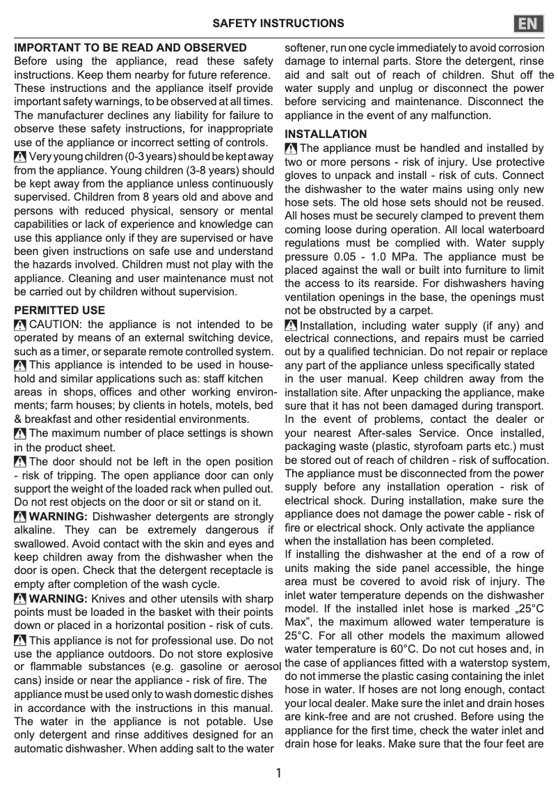 Page 1 de la notice Guide d'installation Whirlpool W7I HP42 L