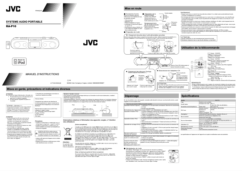 Page n°1 - Manuel utilisateur JVC RA-P10