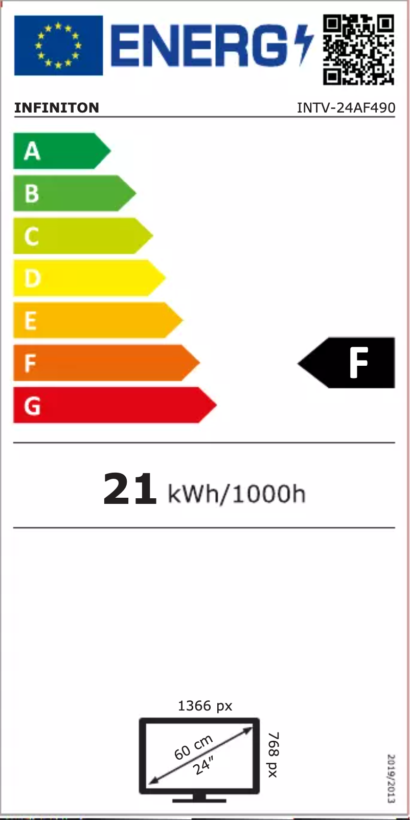 Page 1 de la notice Label énergétique Infiniton INTV-24AF490