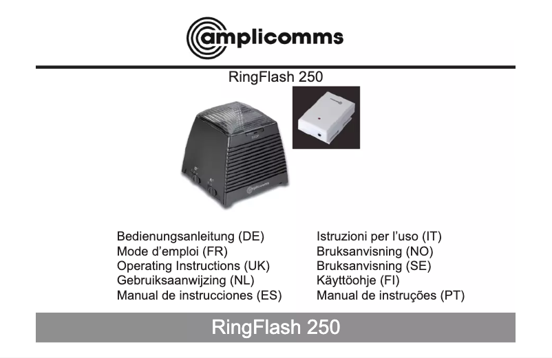 Page 1 de la notice Manuel utilisateur Amplicom Ring Flash 250
