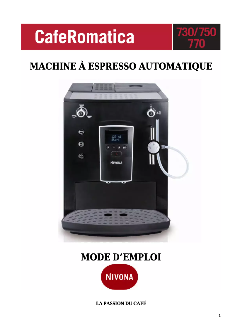 Image de la première page du manuel de l'appareil CafeRomatica 720