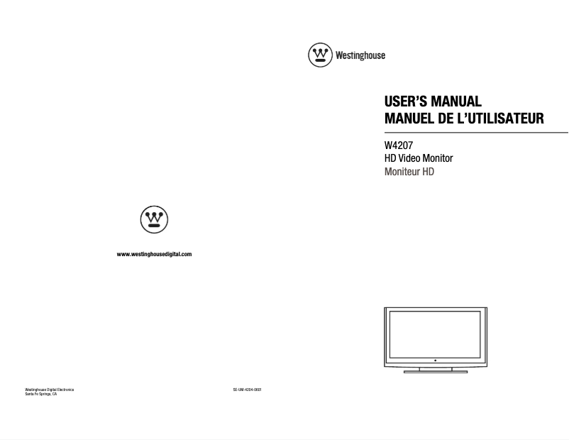 Page 1 de la notice Manuel utilisateur Westinghouse W4207