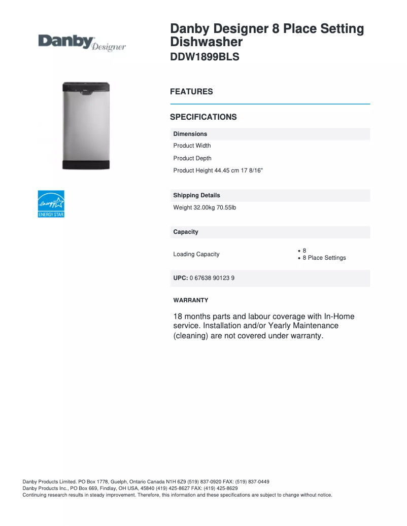 Página 1 del manual Manual de usuario Danby DDW1899BLS