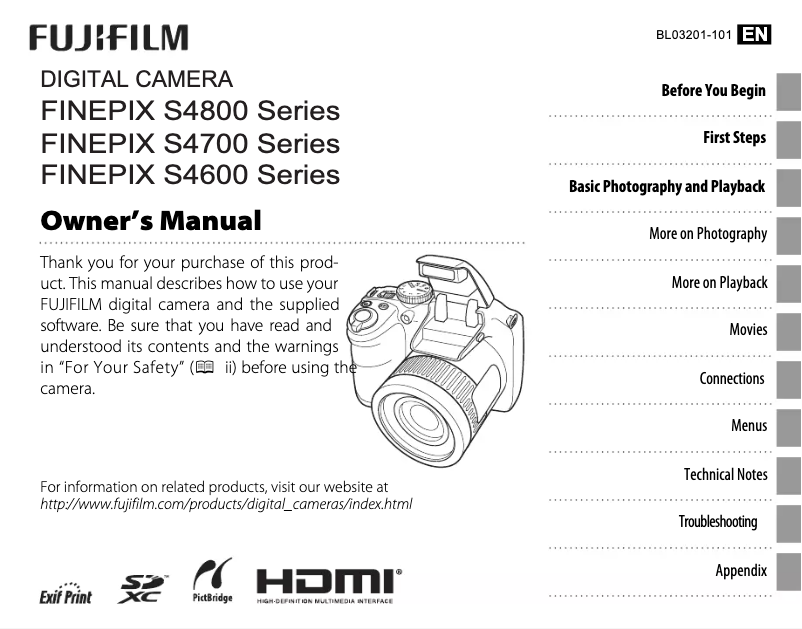 Page n°1 - Manuel utilisateur Fujifilm FinePix S4800