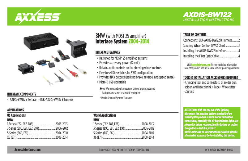 Page 1 de la notice Manuel utilisateur AXESS AXDIS-BW122