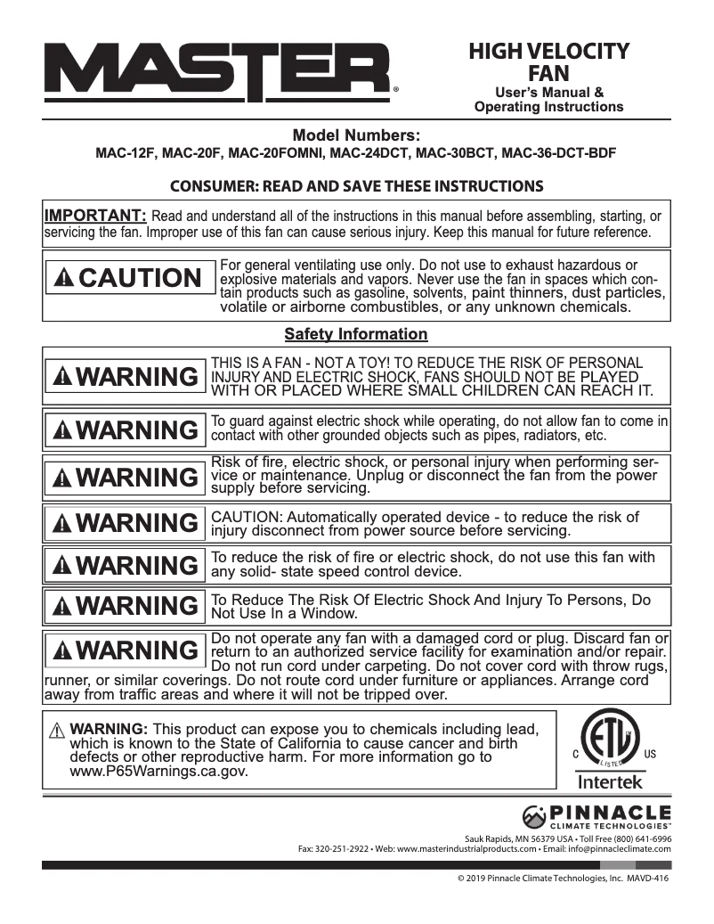 Imagen de la primera página del manual del dispositivo MAC-30BCT