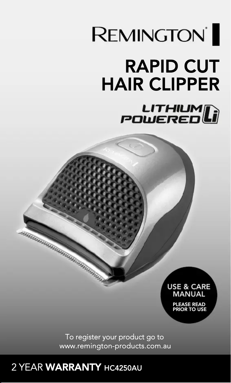 Page 1 de la notice Manuel utilisateur Remington Rapid Cut HC4250AU