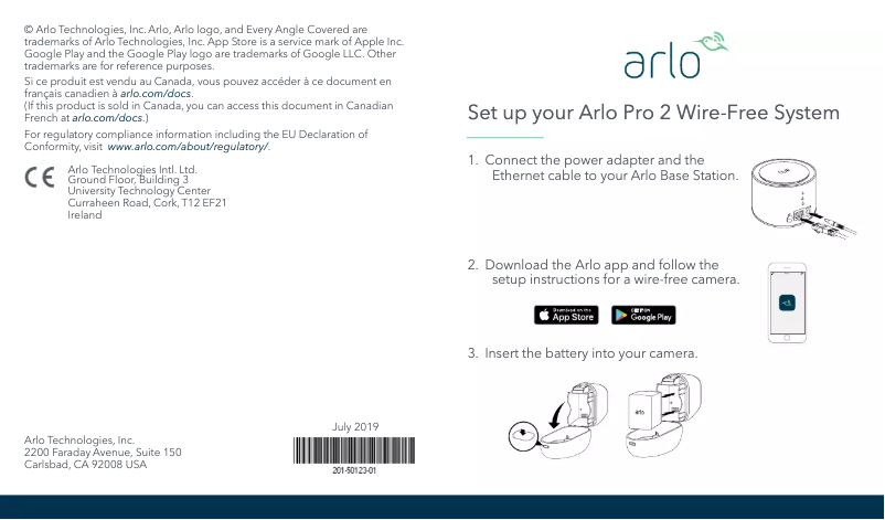 Page 1 de la notice Guide d'installation Arlo Pro 2