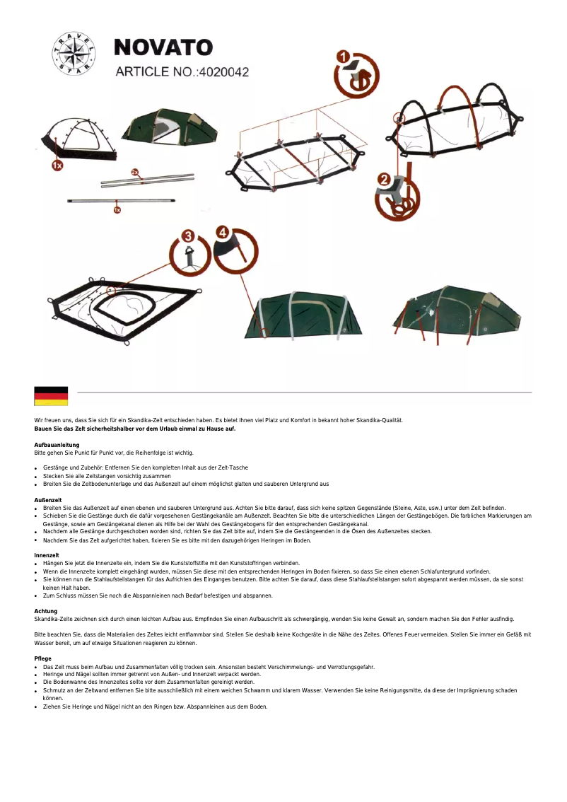 Page n°1 - Manuel utilisateur Skandika Novato