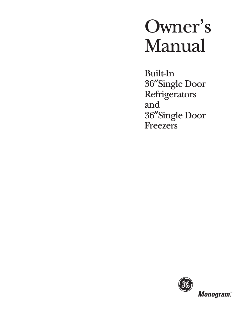 Página 1 del manual Manual de uso y mantenimiento GE ZIRS36NMRH