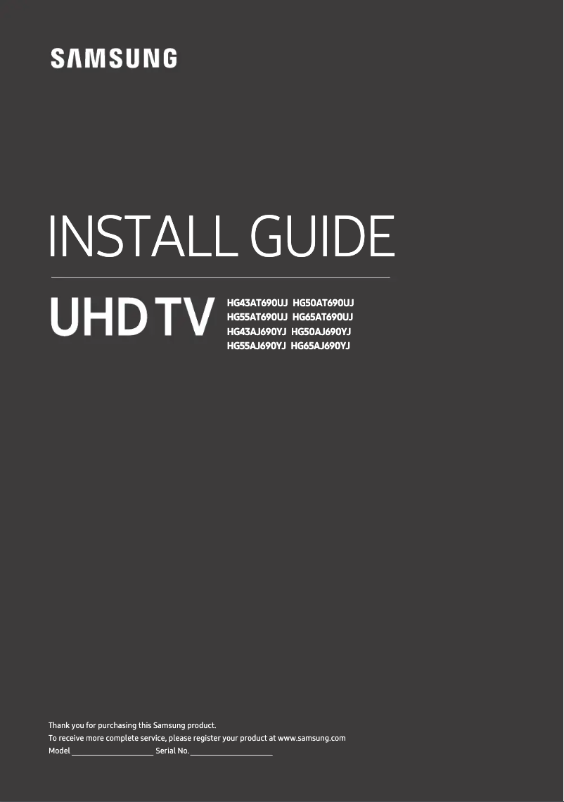 Página 1 del manual Guía de instalación Samsung HG50AJ690YJ
