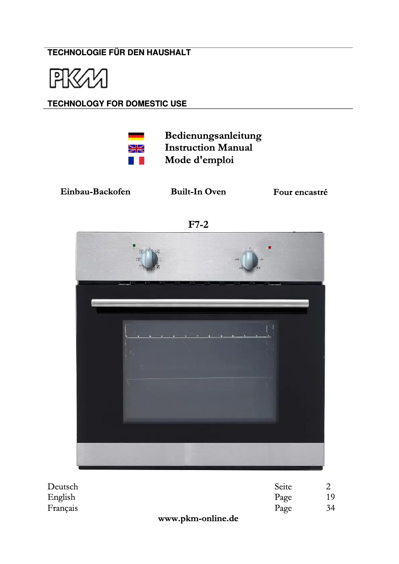 Page 1 de la notice Manuel utilisateur PKM F7-2