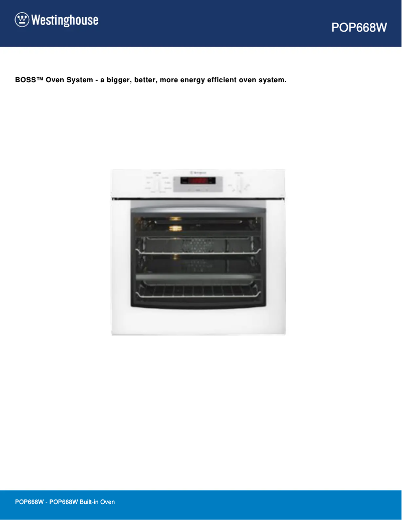 Page 1 de la notice Fiche technique Westinghouse POP668W