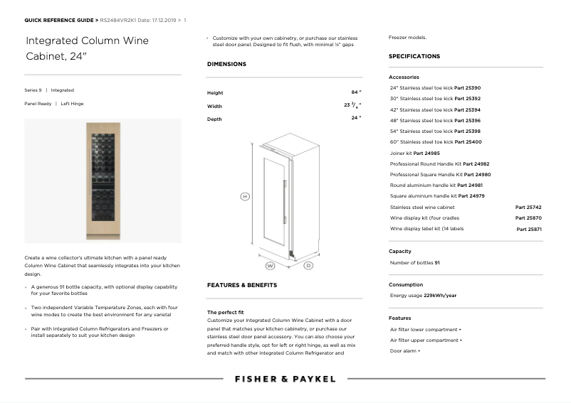 Page n°1 - Guide de démarrage rapide Fisher & Paykel RS2484VR2K1