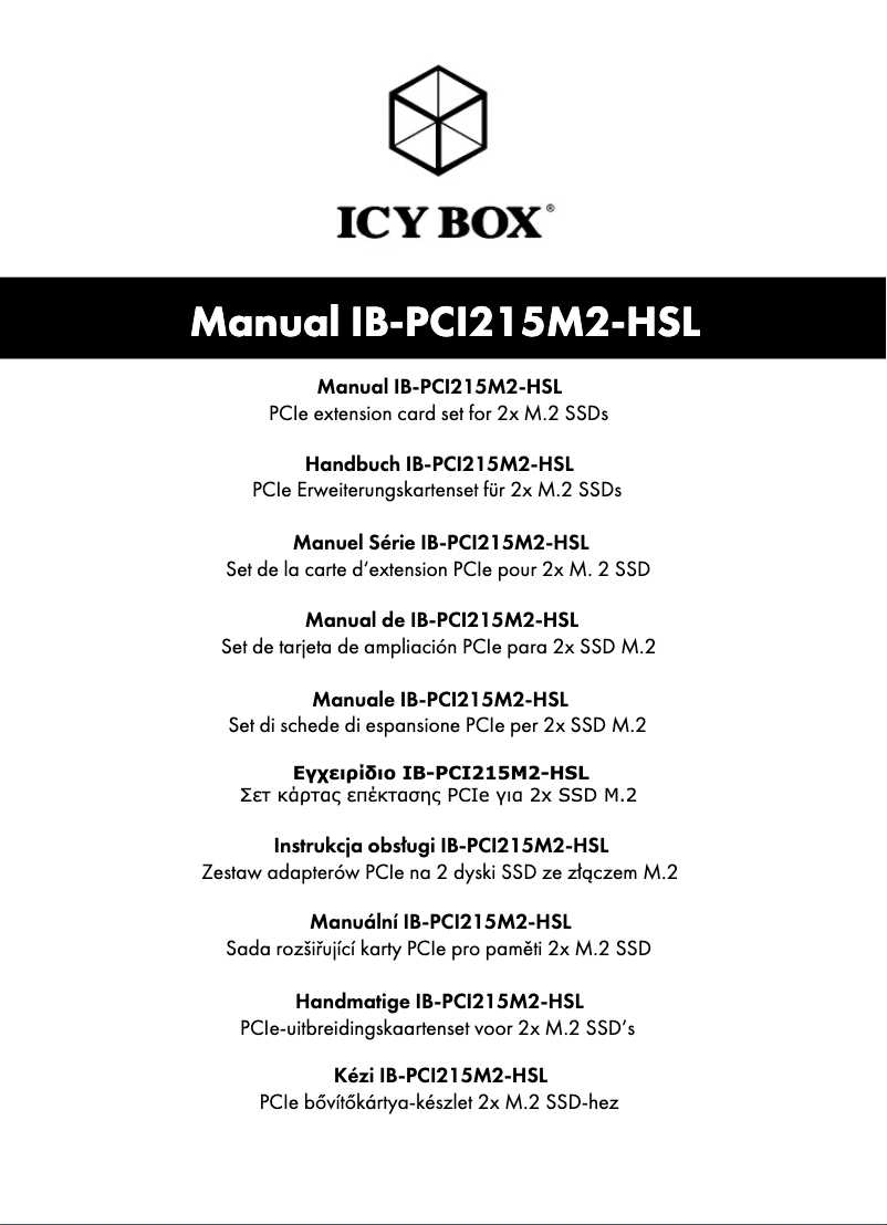 Página 1 del manual Manual de usuario Icy Box IB-PCI215M2-HSL