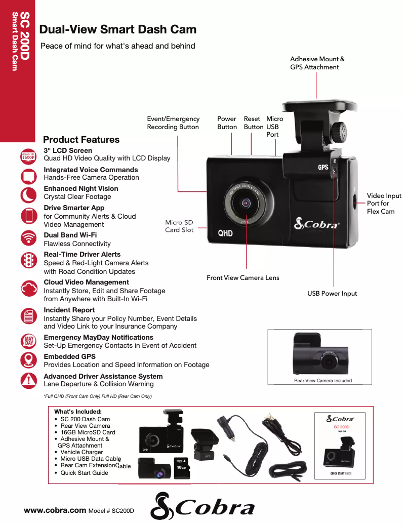 Page 1 de la notice Fiche technique Cobra SC200D