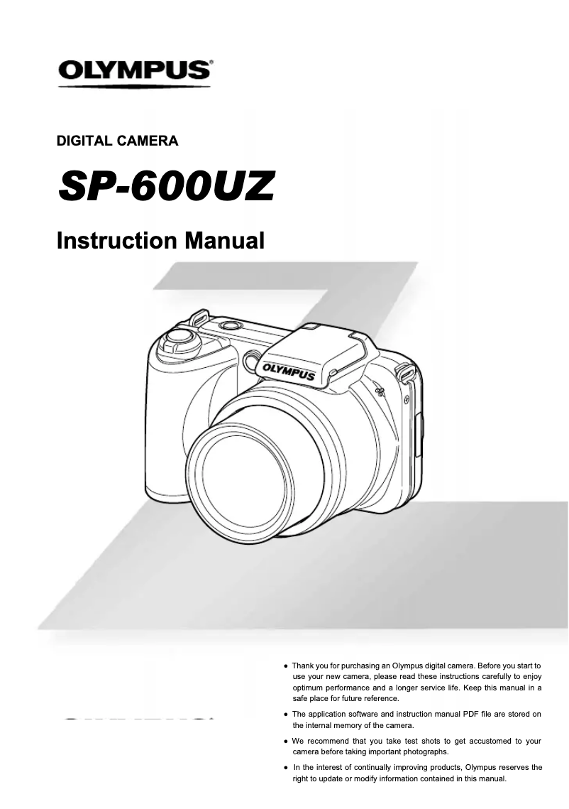 Page n°1 - Manuel utilisateur Olympus SP-600UZ