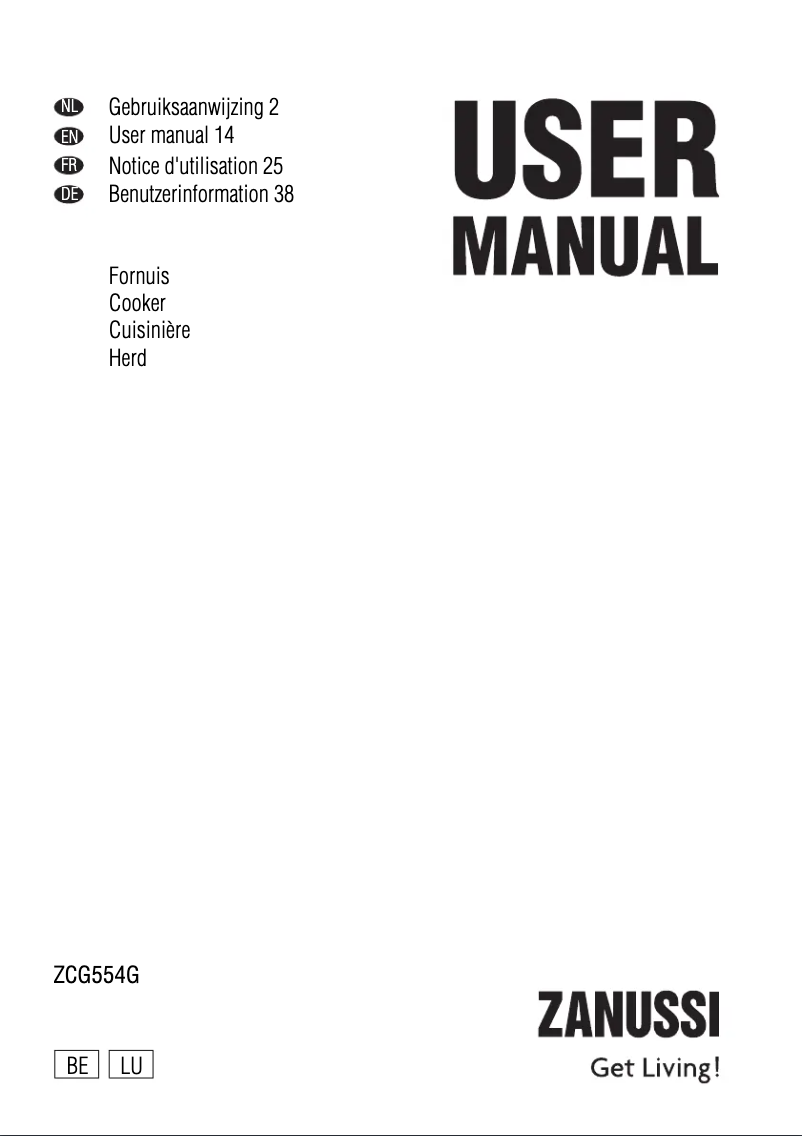 Page 1 de la notice Manuel utilisateur Zanussi ZCG554GW