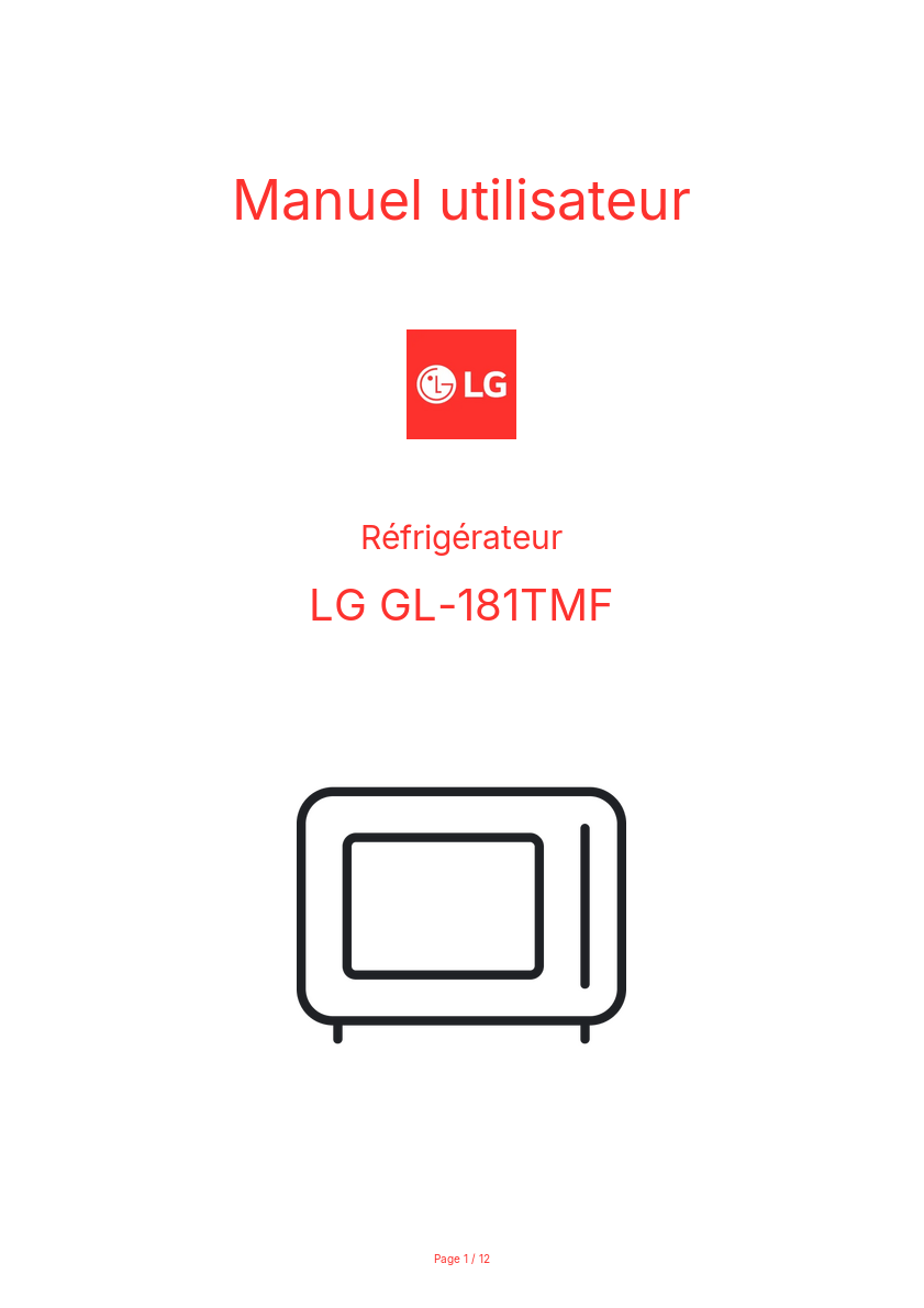 Image de la première page du manuel de l'appareil GL-181TMF