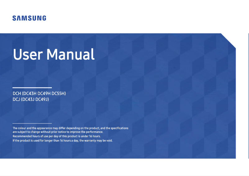 Page n°1 - Manuel utilisateur Samsung LH43DCJPLGC