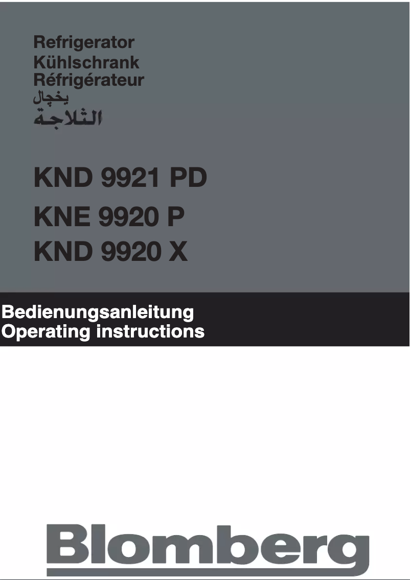 Page n°1 - Manuel utilisateur Blomberg KND 9921 PD