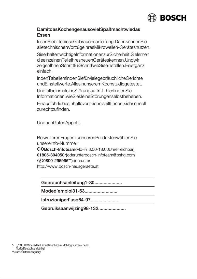 Page n°1 - Manuel utilisateur Bosch HMT84M661