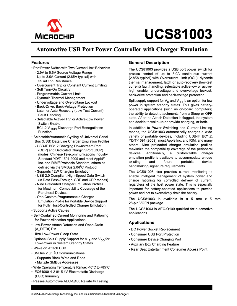 Página 1 del manual Manual de usuario Microchip UCS81003