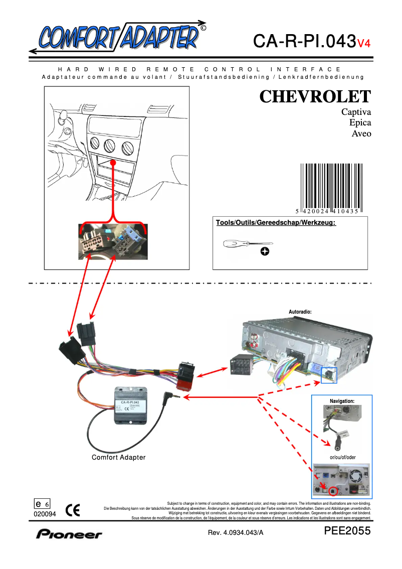 Página 1 del manual Manual de usuario Pioneer CA-R-PI.043
