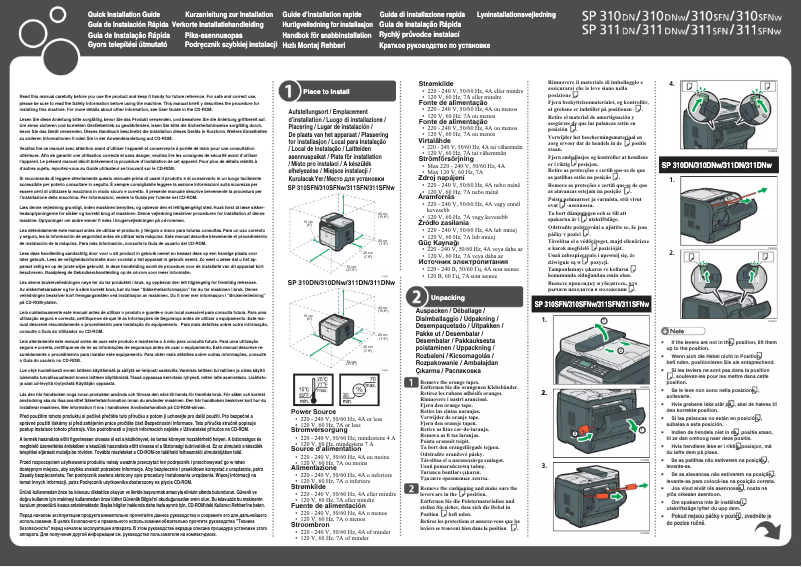 Page 1 de la notice Manuel utilisateur Ricoh SP 311SFN