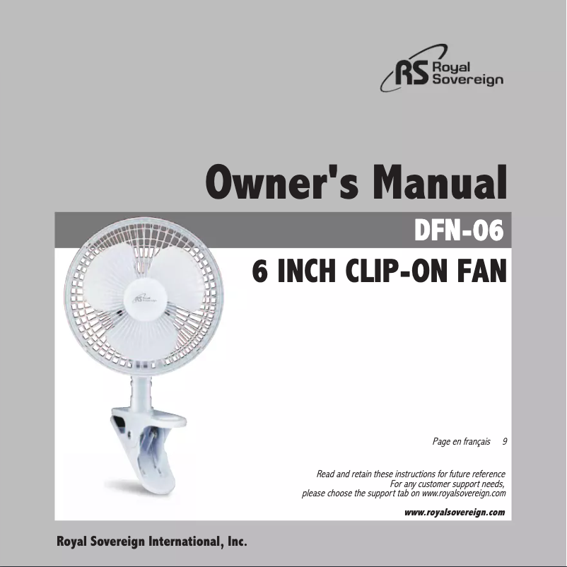 Page n°1 - Manuel utilisateur Royal Sovereign DFN-06