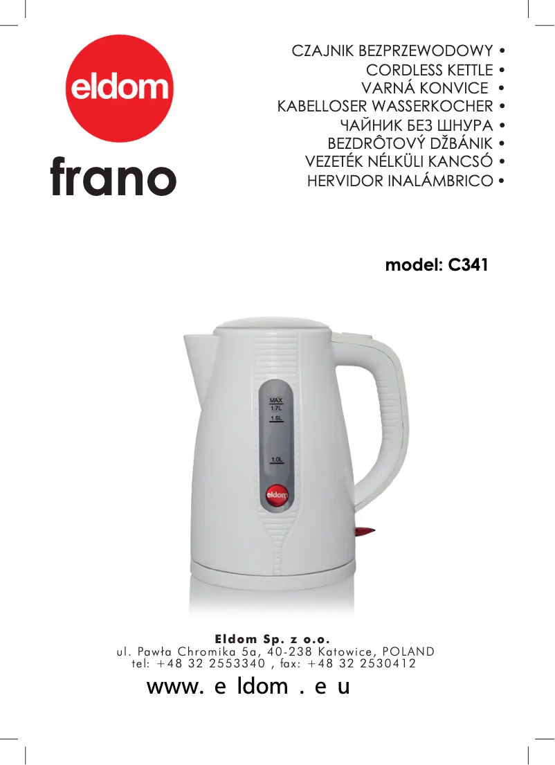 Page n°1 - Manuel utilisateur Eldom Frano C341