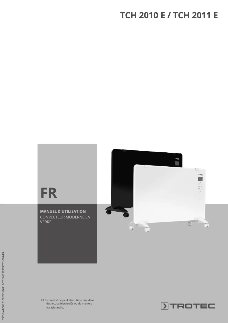 Page 1 de la notice Manuel utilisateur Trotec TCH 2010